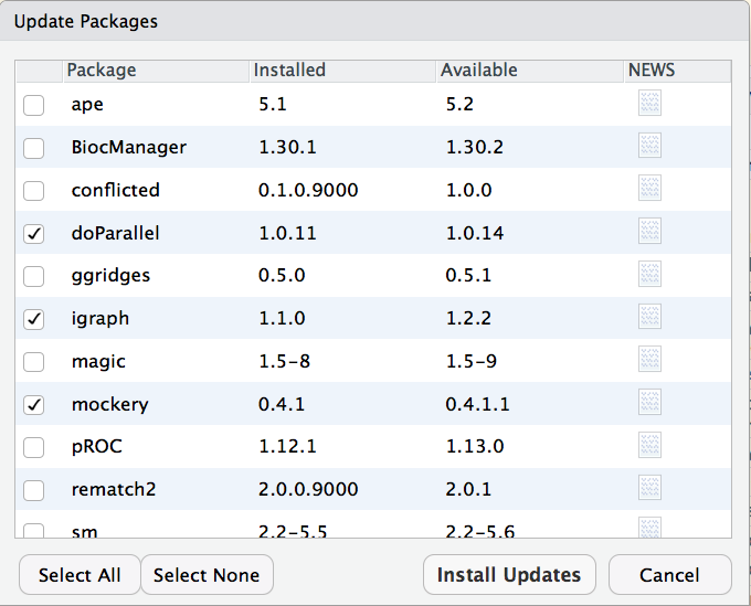 update r package in rstudio